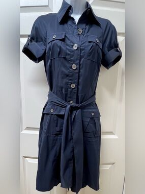 Diane Von Furstenberg Clive Shirt Midi Dress Safari Utility Button Up DVF Sz 4